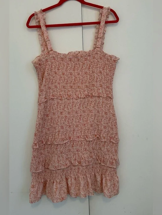 Parker Laurel Ruffle Tiered Smocked Mini Dress size L - Picture 4 of 7